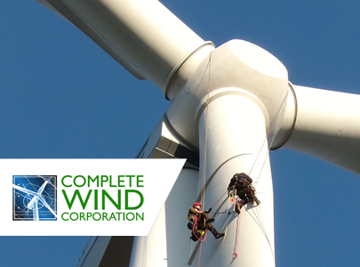 CWC techs climbing turbine blade